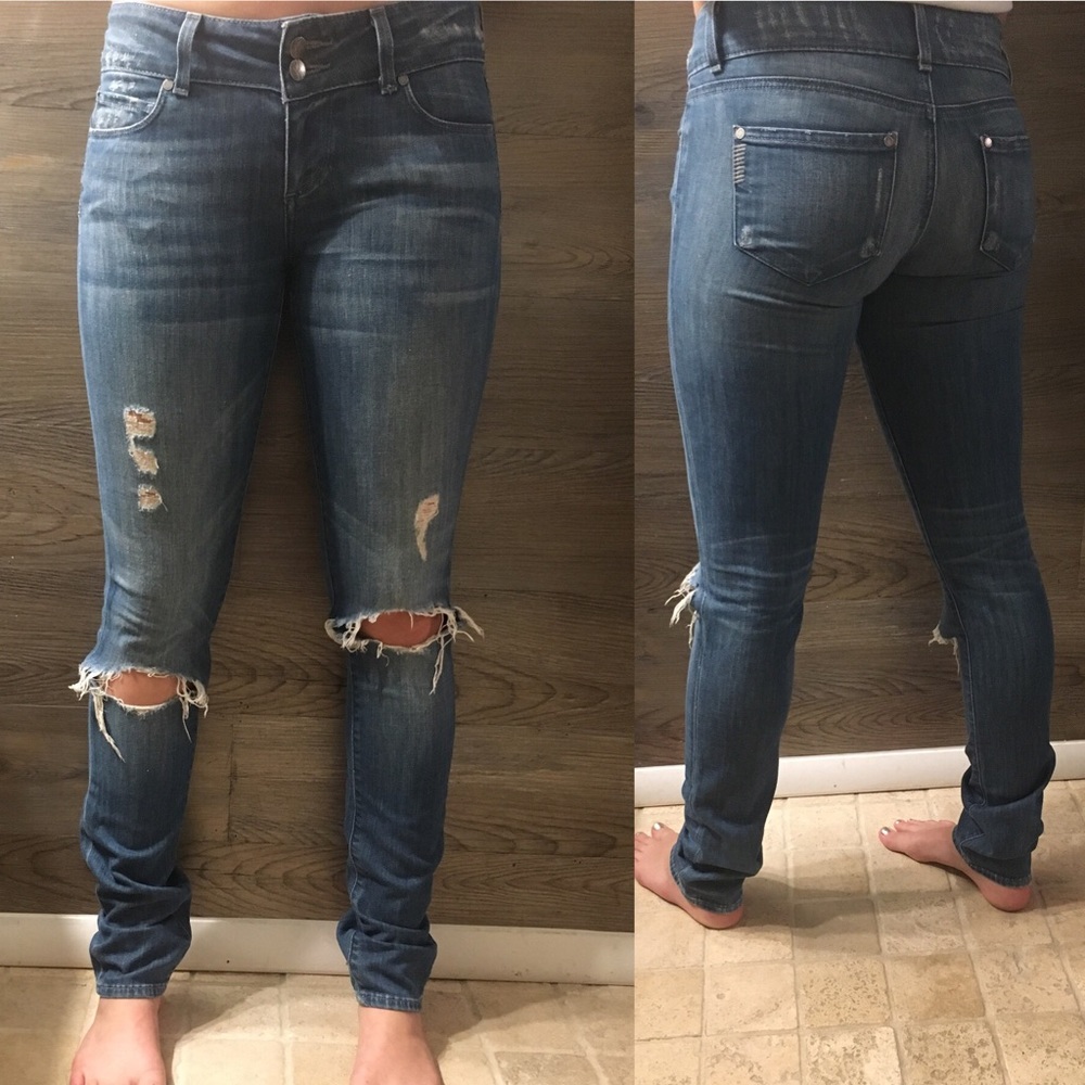 Paige Womens Swall Blue Denim Skinny Leg Jean